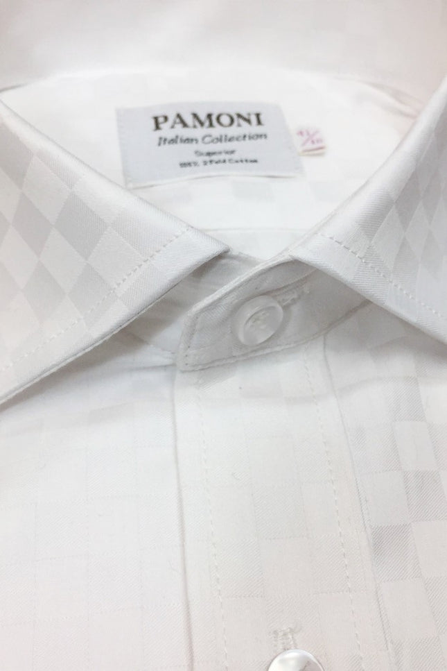 White Box Pattern Slim Fit Shirt - Pamoni