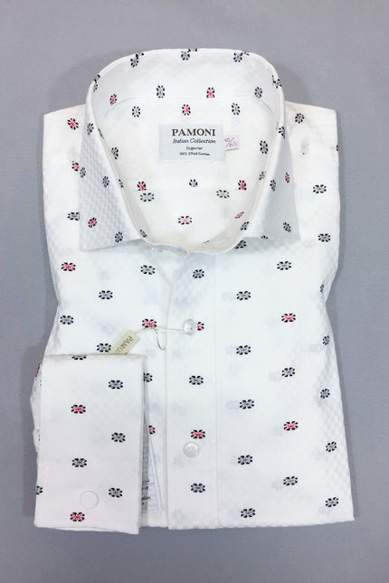 White Flag Print Slim Fit Shirt - Pamoni