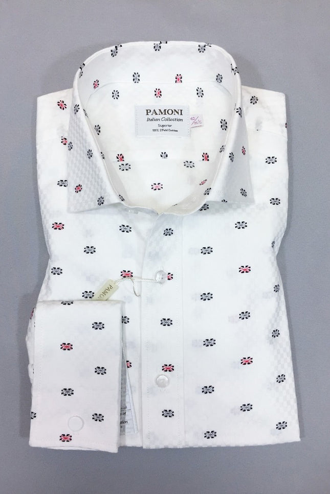 White Flag Print Slim Fit Shirt - Pamoni