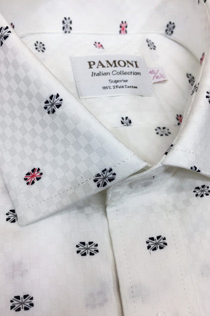 White Flag Print Slim Fit Shirt - Pamoni