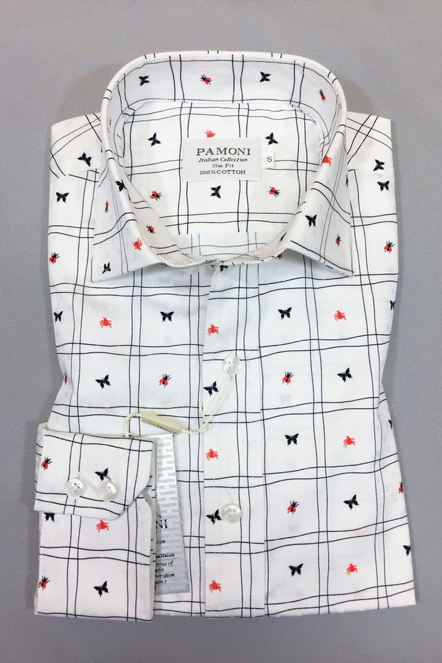 Chemise blanche à carreaux coupe slim