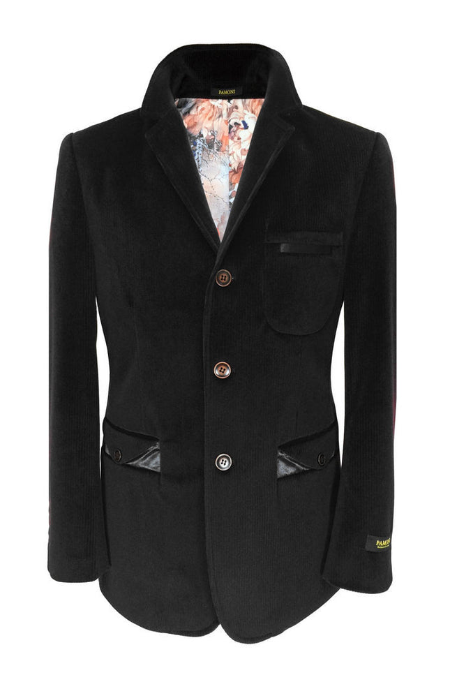 Black Velvet Casual Jacket - Pamoni