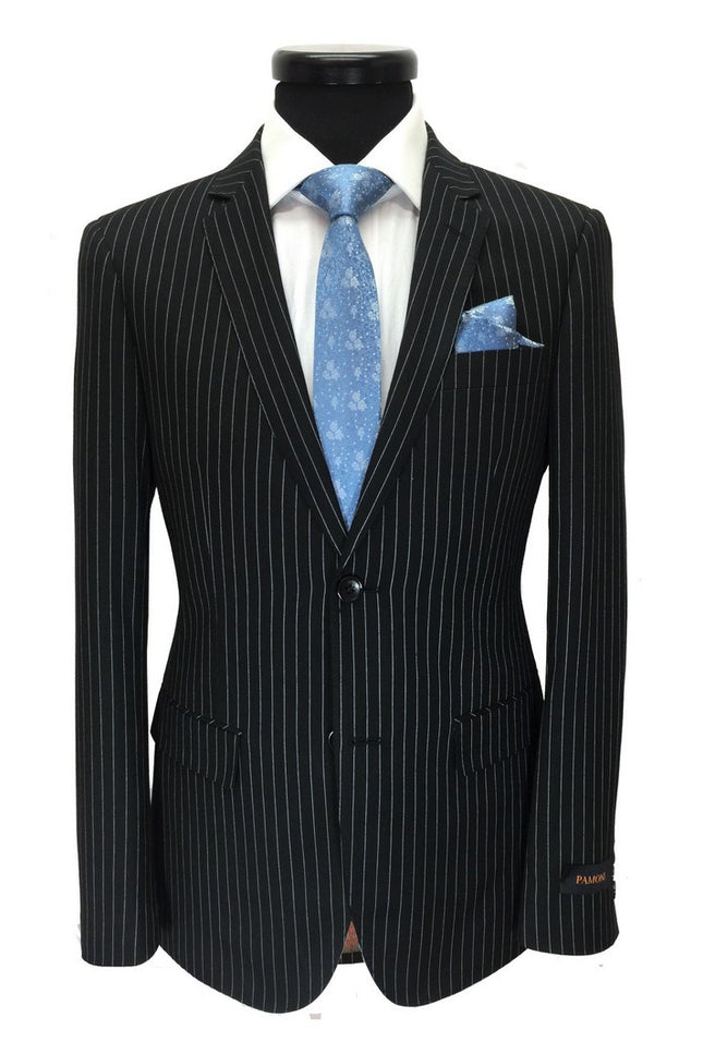 Black Pinstripe 2-button Suit