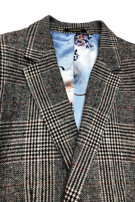 Manteau gris à motif pied-de-poule coupe ajustée 