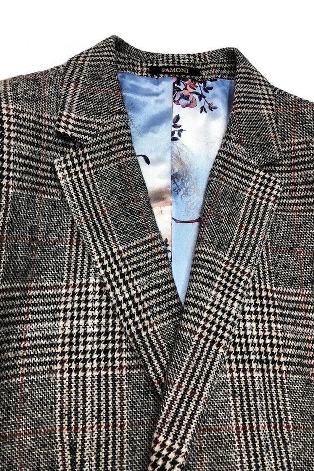 Manteau gris à motif pied-de-poule coupe ajustée 