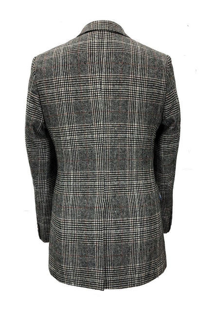 Manteau gris à motif pied-de-poule coupe ajustée 