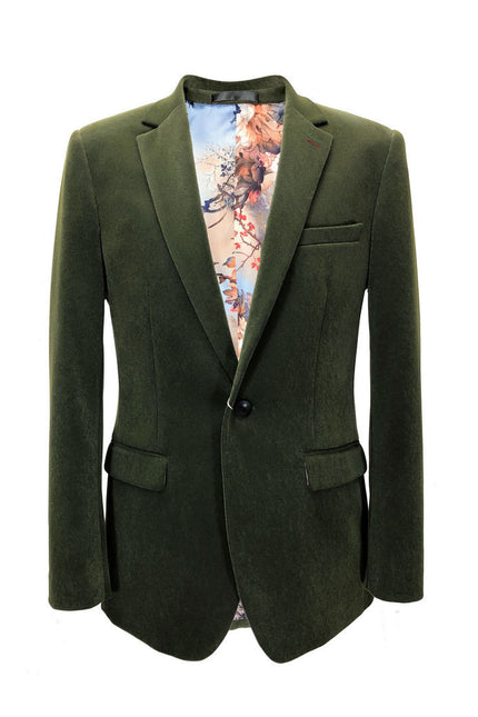 Green Velvet Slim Fit Blazer
