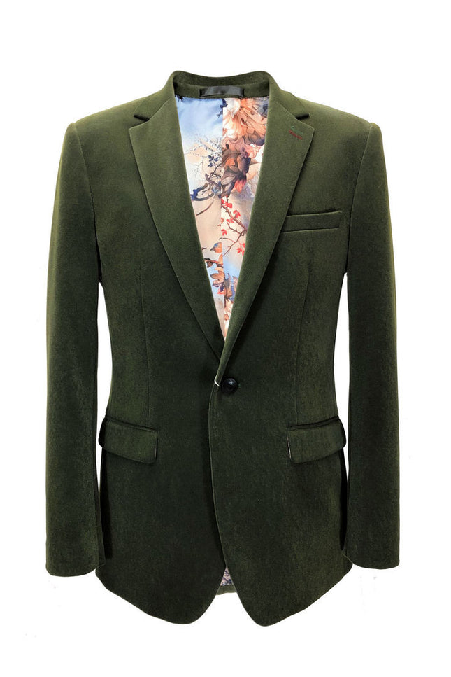 Green Velvet Slim Fit Blazer