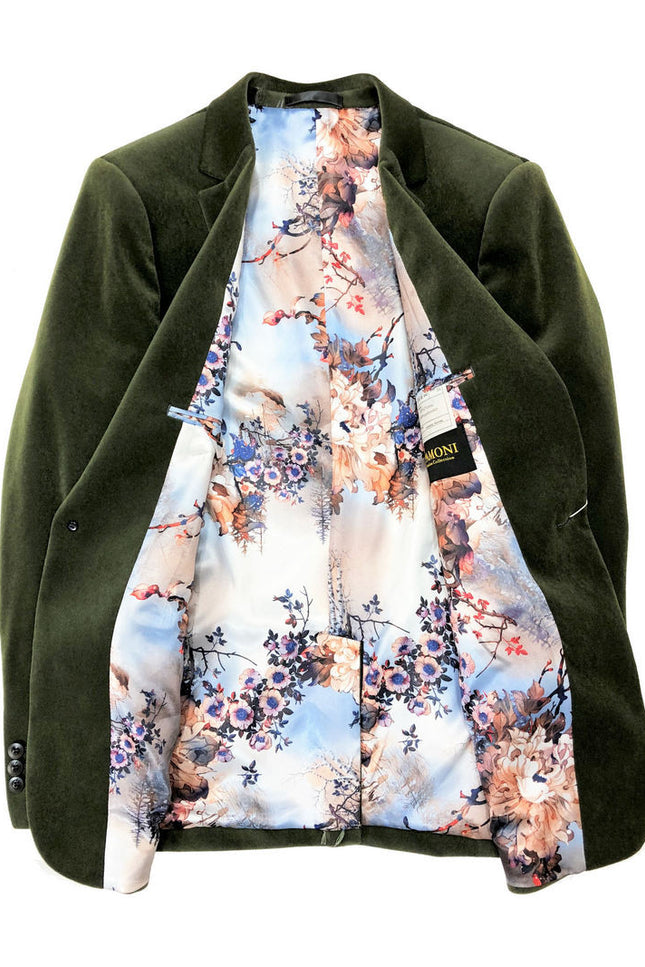 Green Velvet Slim Fit Blazer