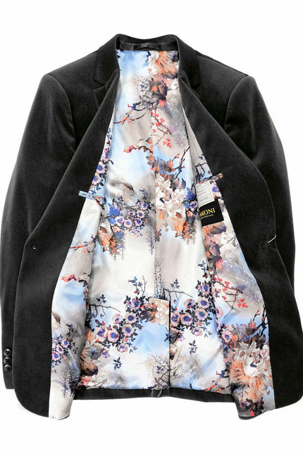 Blazer gris en velours coupe ajustée