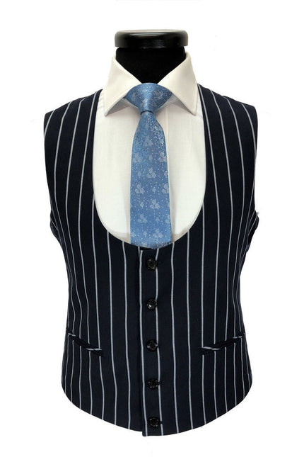 Navy Bold Stripe 2-button 3-piece Suit