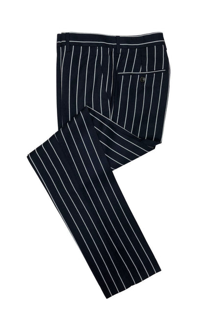 Navy Bold Stripe 2-button 3-piece Suit