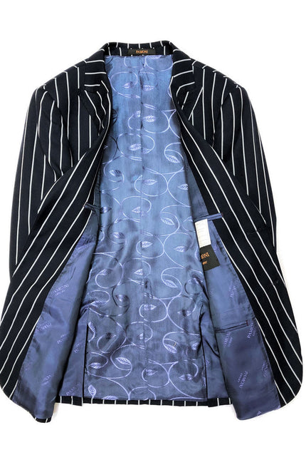 Navy Bold Stripe 2-button 3-piece Suit