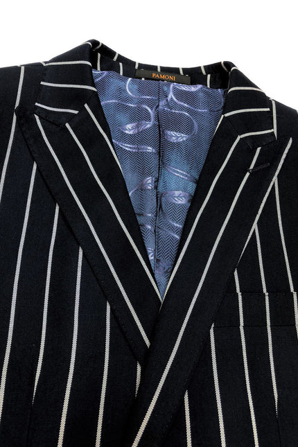 Navy Bold Stripe 2-button 3-piece Suit