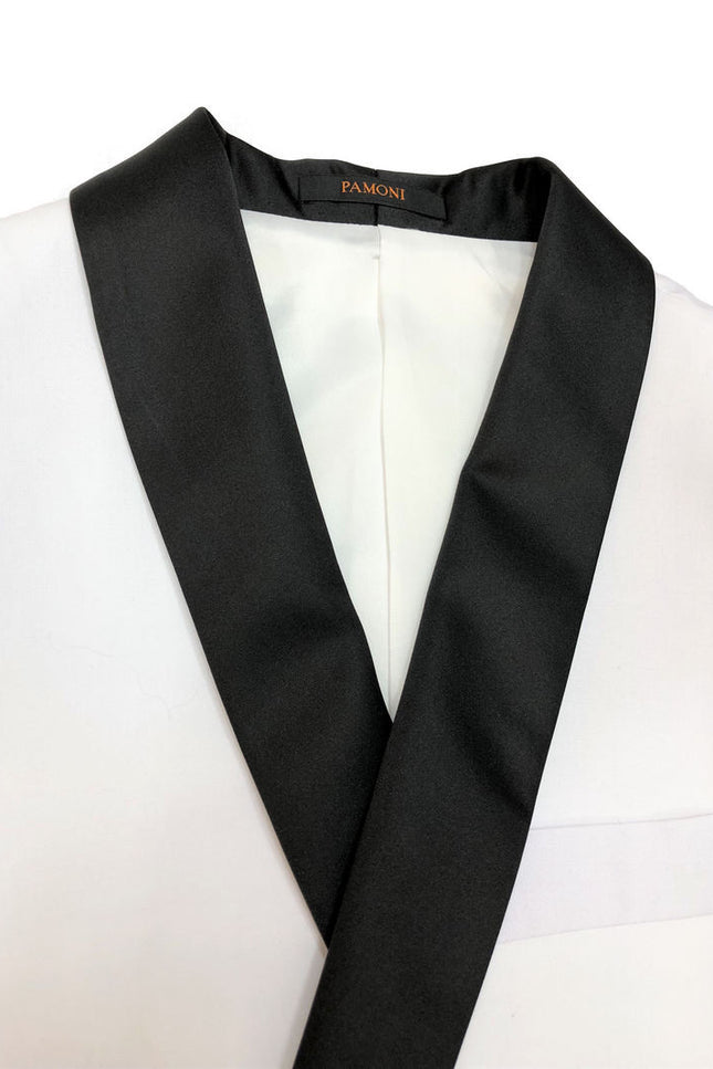 White Black Lapel Slim Fit Dinner Suit