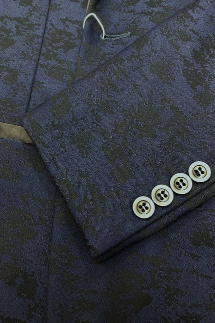 Navy Jacquard Brocade Dinner Jacket