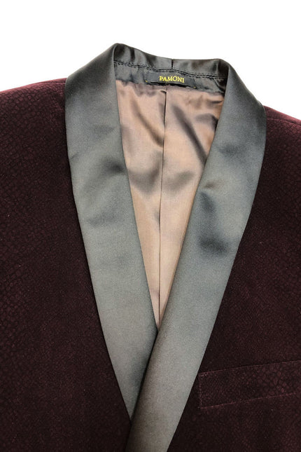 veste de smoking en velours bordeaux effet peau de serpent