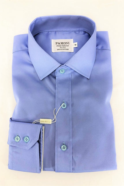 Plain Blue Slim Fit Shirt