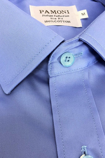 Plain Blue Slim Fit Shirt