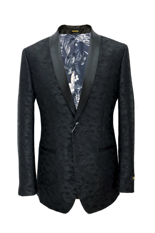 Black Jacquard Brocade Dinner Jacket