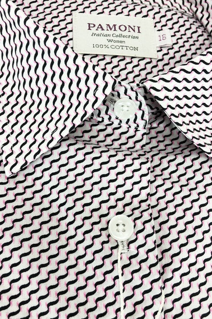 Close up of Black/Pink Chevron Embroidery Shirt - Pamoni