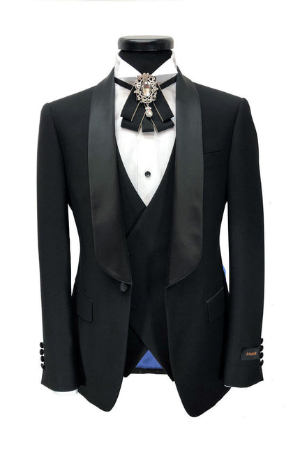Black  tuxedo with satin shawl lapel - Pamoni
