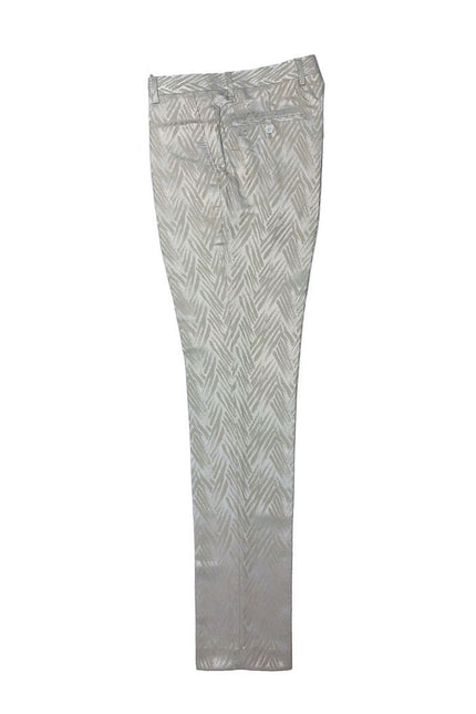 Chevron champagne shawl lapel double breasted trousers - Pamoni