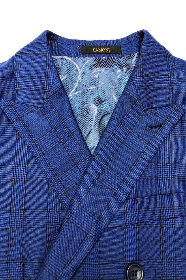 Zoomed in poly-viscose, wool blend material - Pamoni