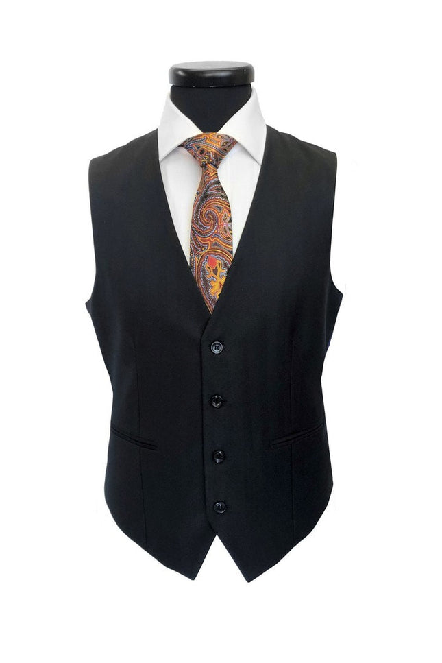 Black herringbone 4 button waistcoat - Pamoni